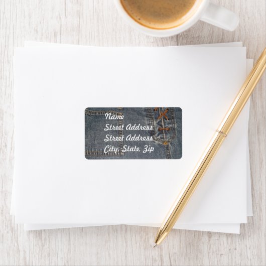 Denium Fabric Background Address Sticker ラベル (インサイチュ)