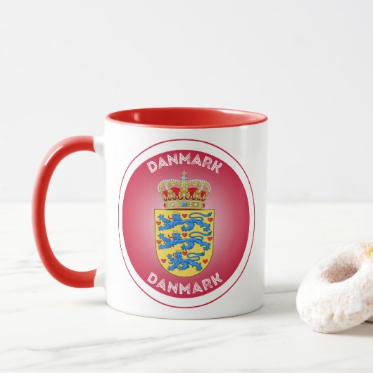 Denmark Coat of Arms Circle Shape  マグカップ (ドーナツ)
