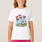 Denmark flag and crayon-style soccer ball tシャツ (正面)