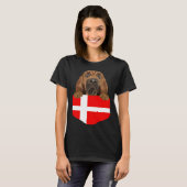Denmark Flag Bloodhound Dog In Pocket Tシャツ (正面フル)