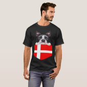 Denmark Flag Boston Terrier Dog In Pocket Tシャツ (正面フル)