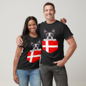 Denmark Flag Boston Terrier Dog In Pocket Tシャツ (ユニセックス)