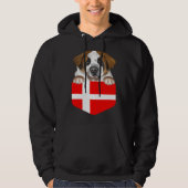 Denmark Flag St Bernard Dog In Pocket パーカ (正面)