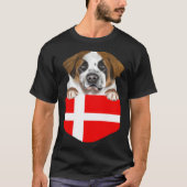 Denmark Flag St Bernard Dog In Pocket Tシャツ (正面)