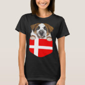 Denmark Flag St Bernard Dog In Pocket Tシャツ (正面)