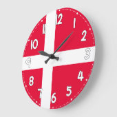 Denmark Flag Wall Clock – Patriotic Danish Decor ラージ壁時計 (傾斜)