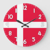 Denmark Flag Wall Clock – Patriotic Danish Decor ラージ壁時計 (正面)