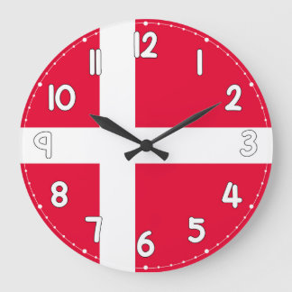 Denmark Flag Wall Clock – Patriotic Danish Decor ラージ壁時計