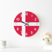 Denmark Flag Wall Clock – Patriotic Danish Decor ラージ壁時計 (ホーム)
