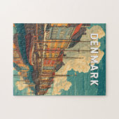 Denmark Illustration Travel Art Vintage ジグソーパズル (横)