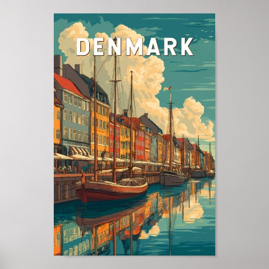 Denmark Illustration Travel Art Vintage ポスター (正面)