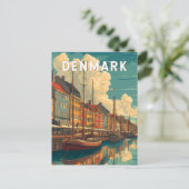 Denmark Illustration Travel Art Vintage ポストカード (スタンド正面)