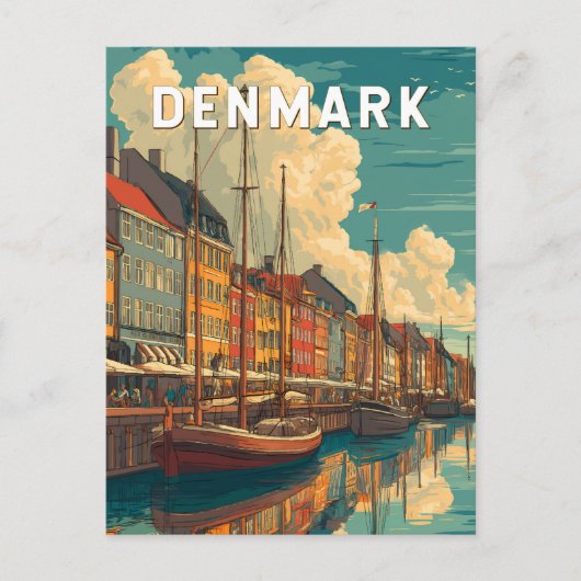 Denmark Illustration Travel Art Vintage ポストカード (正面)