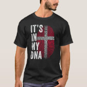 Denmark It's In My DNA Cute Danish Fingerprint Fla Tシャツ (正面)