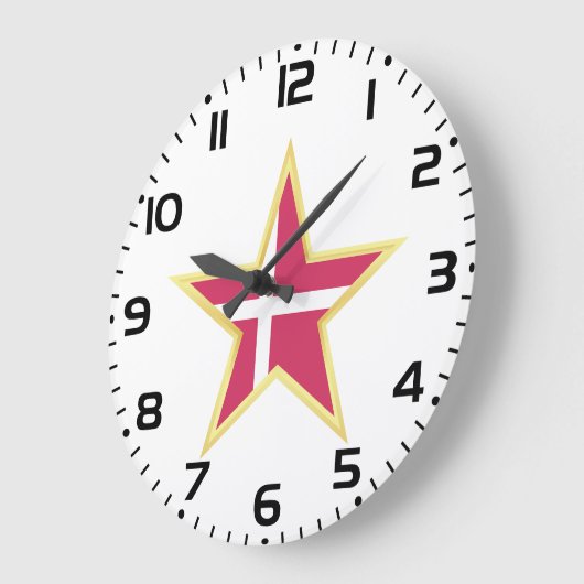 Denmark National Flag Star Shape ラージ壁時計 (傾斜)