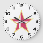 Denmark National Flag Star Shape ラージ壁時計 (正面)