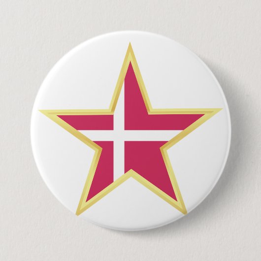 Denmark National Flag Star Shape 缶バッジ (正面)