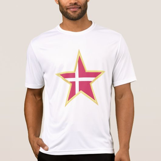 Denmark National Flag Star Shape Tシャツ (正面)