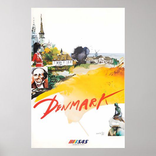 Denmark Painting SAS Travel Poster Danish Art ポスター (正面)