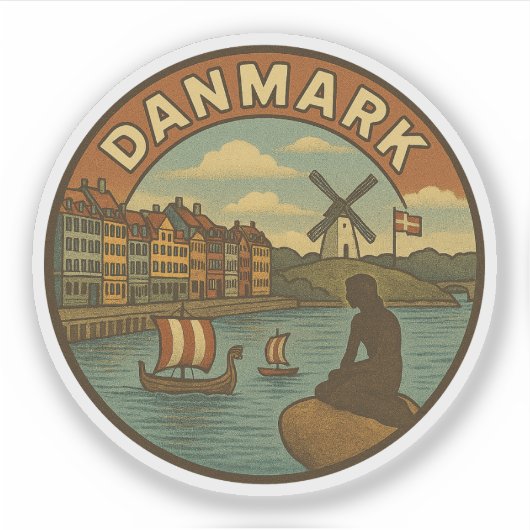 Denmark Travel Vintage シール (正面)