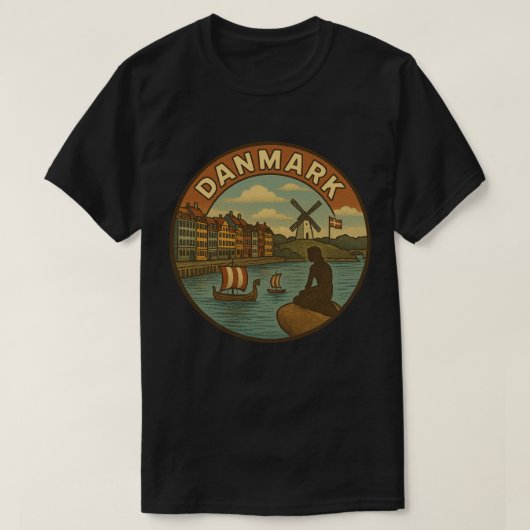 Denmark Travel Vintage Tシャツ (デザイン正面)