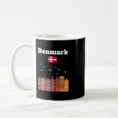 Denmark Vacation Lover Travel Souvenir Danish Flag コーヒーマグカップ (左)