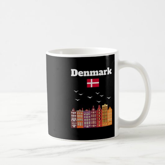 Denmark Vacation Lover Travel Souvenir Danish Flag コーヒーマグカップ (右)