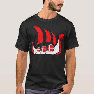 Denmark Viking Ship  Danish Flag Dragon Boat  Tシャツ