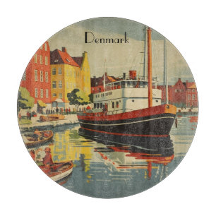 Denmark Vintage Travel Posterカスタマイズ カッティングボード