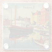 Denmark Vintage Travel Posterカスタマイズ ガラスコースター (裏面)