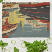 Denmark Vintage Travel Posterカスタマイズ キッチンタオル (折り畳み)