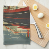 Denmark Vintage Travel Posterカスタマイズ キッチンタオル (四つ折り)