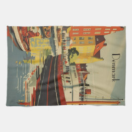 Denmark Vintage Travel Posterカスタマイズ キッチンタオル