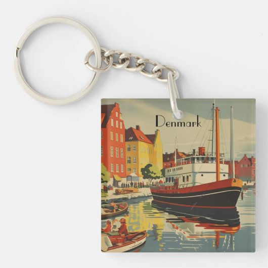 Denmark Vintage Travel Posterカスタマイズ キーホルダー (正面)