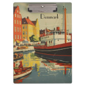Denmark Vintage Travel Posterカスタマイズ クリップボード (正面)