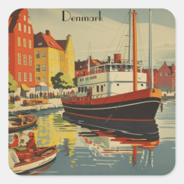 Denmark Vintage Travel Posterカスタマイズ スクエアシール