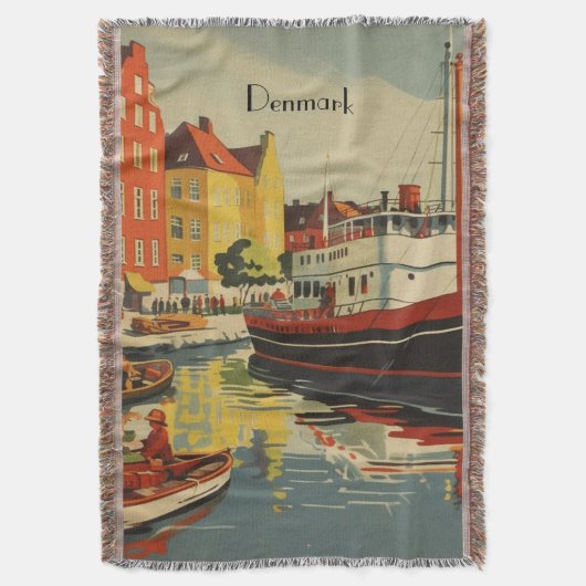 Denmark Vintage Travel Posterカスタマイズ スローブランケット (正面縦)