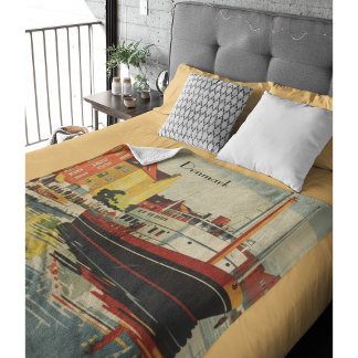 Denmark Vintage Travel Posterカスタマイズ フリースブランケット