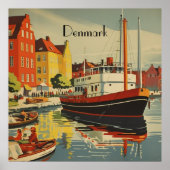 Denmark Vintage Travel Posterカスタマイズ ポスター (正面)