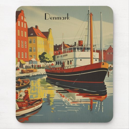 Denmark Vintage Travel Posterカスタマイズ マウスパッド (正面)