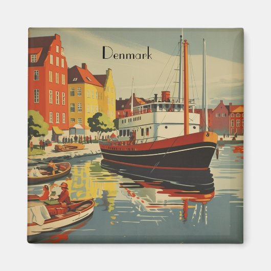 Denmark Vintage Travel Posterカスタマイズ マグネット (正面)