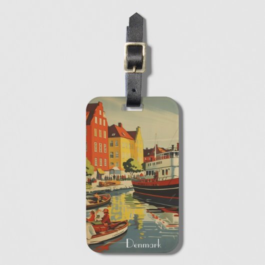 Denmark Vintage Travel Posterカスタマイズ ラゲッジタグ (正面縦)