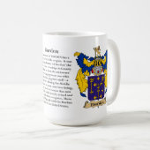 "Denney"の"Denney家紋""Denneyの紋章付き外衣 コーヒーマグカップ (正面右)