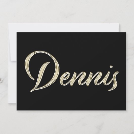 Dennis Name white gold Handwriting Karte カード (正面)