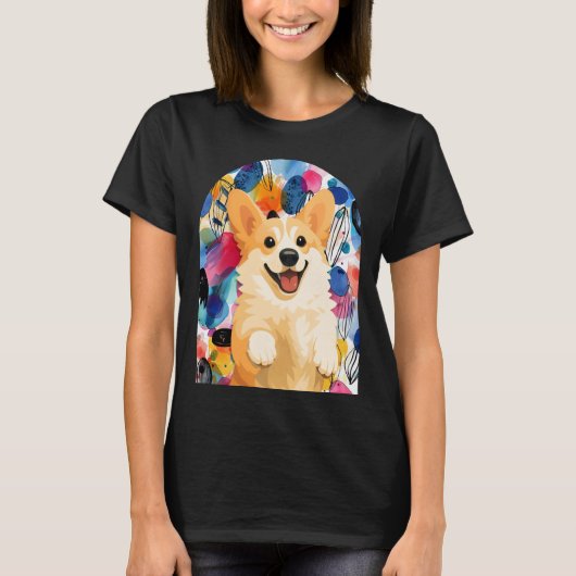 DENNY コーギー - ArtMuse コレクション Tシャツ (正面)