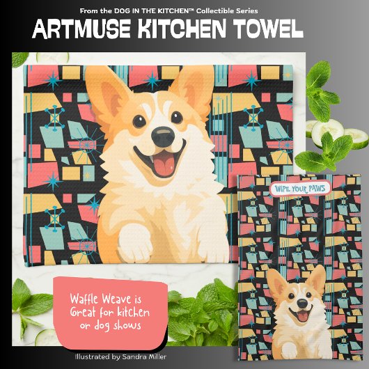 DENNY corgi  - ArtMuse Kitchen Towels  キッチンタオル