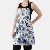 Dense Blue Watercolor Floral Pattern Personal エプロン (インサイチュ)