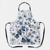 Dense Blue Watercolor Floral Pattern Personal エプロン (正面)