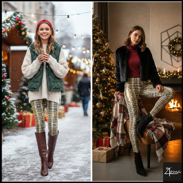 Dense Brown Black Mini Plaid Check レギンス