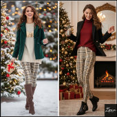 Dense Brown Black Mini Plaid Check レギンス